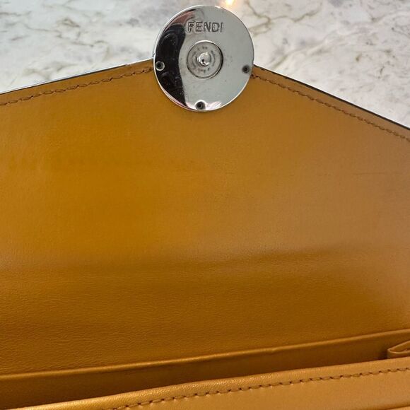 Fendi Zucca F Mustard  Yellow and Black Women's Clutch/ Wallet - Picture 10 of 16